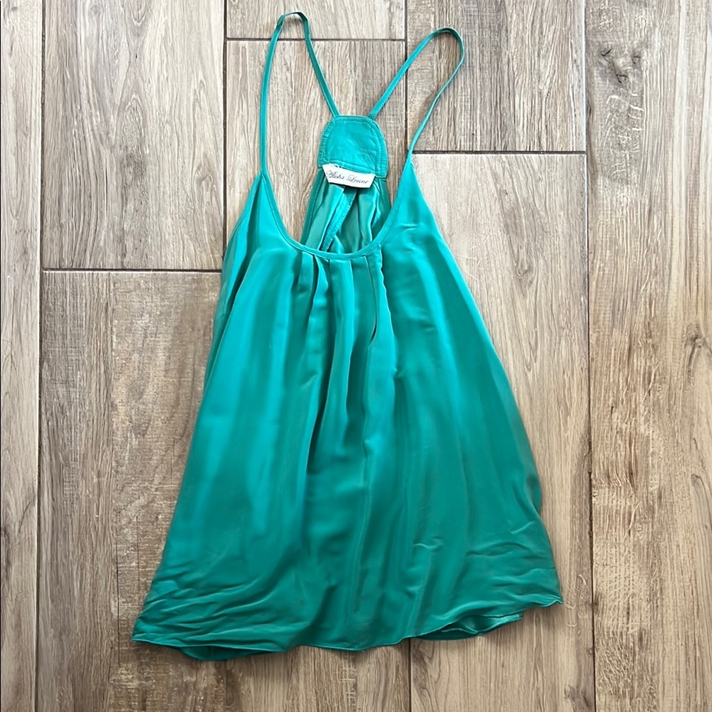 Alisha Levine Teal Strappy flowy silk cami small